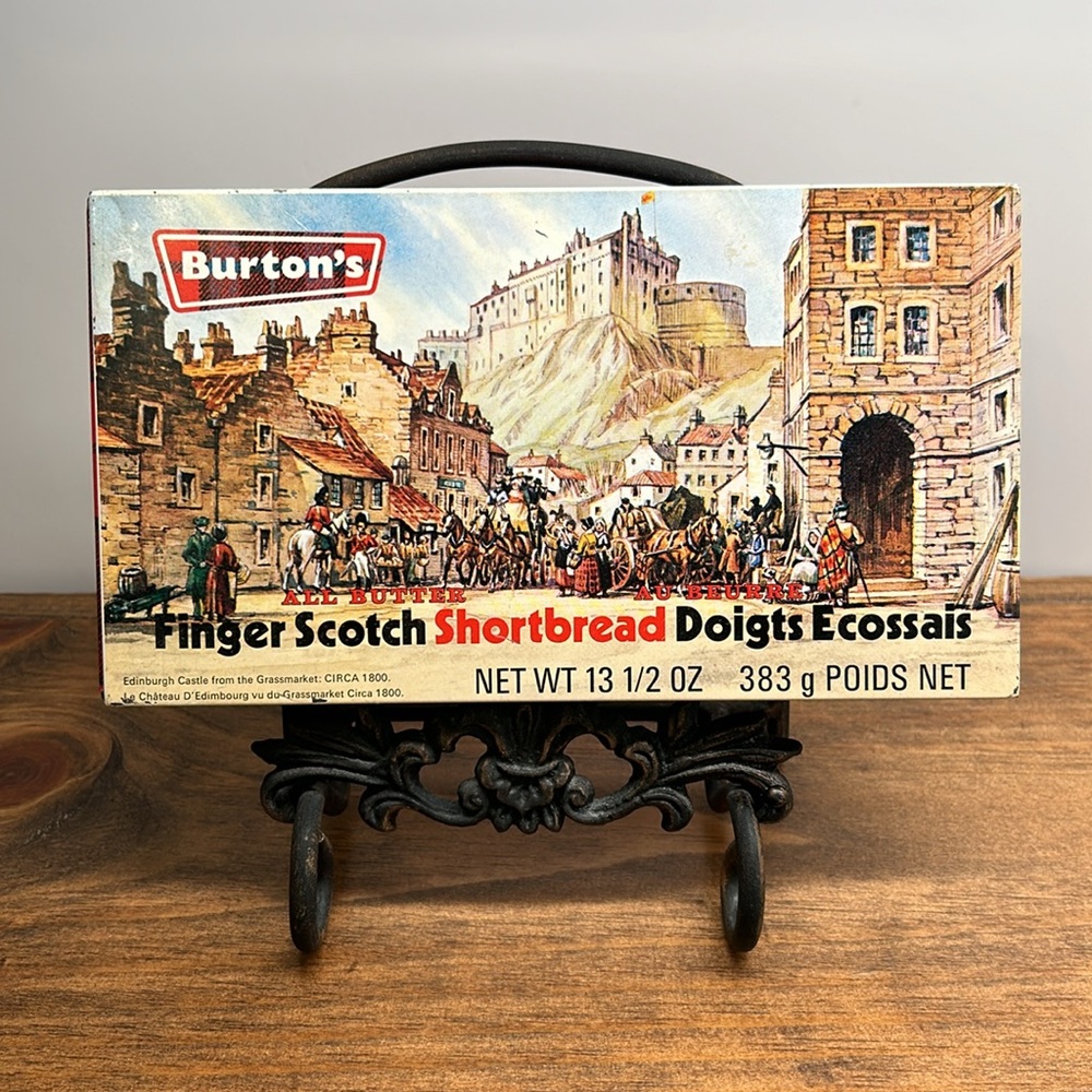 💕 Vintage Burton's Butter Finger Scotch Shortbread Metal Empty Tin Tartan